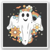 Happy Ghost Retro Hippie Vibe Sticker (Voorkant)