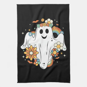Happy Ghost Retro Hippie Vibe Theedoek