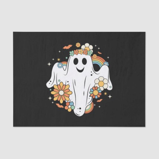 Happy Ghost Retro Hippie Vibe Tissuepapier (Voorkant)