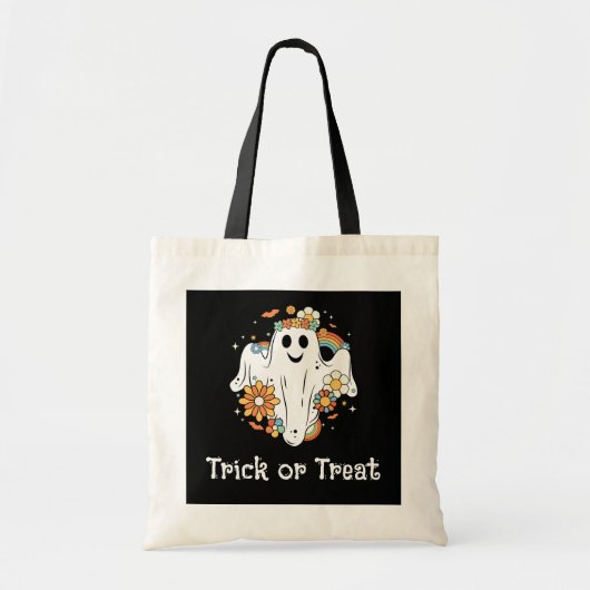 Happy Ghost Retro Hippie Vibe Tote Bag (Voorkant)