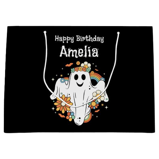 Happy Ghost Retro Hippie Vibe Verjaardag Groot Cadeauzakje (Voorkant)
