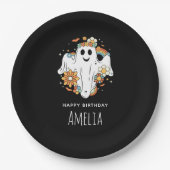 Happy Ghost Retro Hippie Vibe Verjaardag Papieren Bordje (Voorkant)