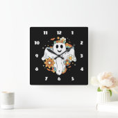 Happy Ghost Retro Hippie Vibe Vierkante Klok (Huis)