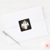 Happy Ghost Retro Hippie Vibe Vierkante Sticker (Envelop)