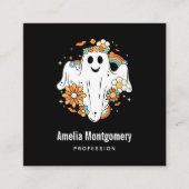 Happy Ghost Retro Hippie Vibe Vierkante Visitekaartje (Voorkant)