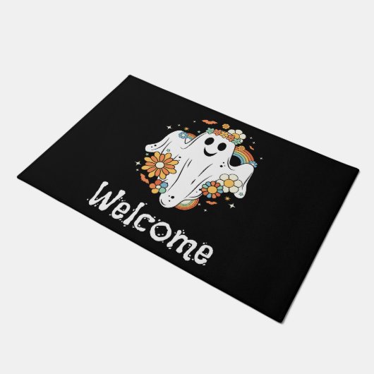 Happy Ghost Retro Hippie Vibe Welkom Deurmat (Schuin)