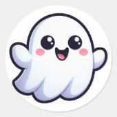 Happy Ghost Ronde Sticker (Voorkant)
