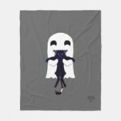Happy Ghost & Scraggly Black Cat Fleece Gooi (Voorkant)