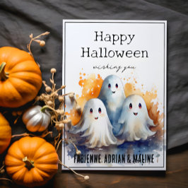 Happy Ghosts Familie Halloween Wenskaart Feestdagenkaart