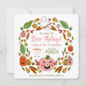 Happy Ghosts Pink Halloween Birthday Kaart (Voorkant)