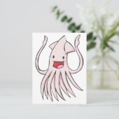 Happy Giant Squid Cartoon Briefkaart (Staand voorkant)
