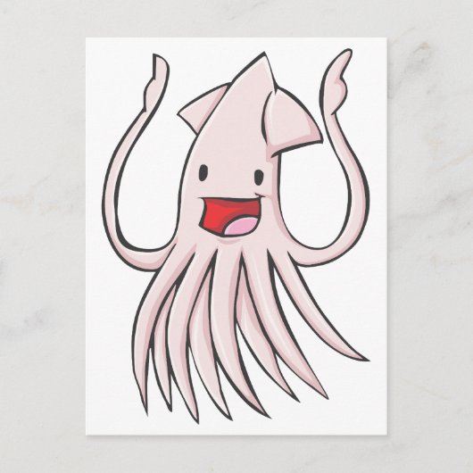 Happy Giant Squid Cartoon Briefkaart (Voorkant)