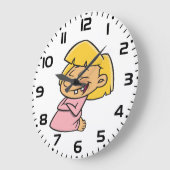 Happy Giggling Cartoon Girl Grote Klok (Hoek)
