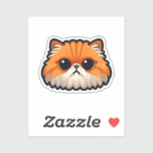 Happy Ginger Fluffy Cat – Schattige en vriendelijk Sticker (Vel)