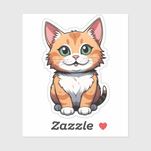 Happy Ginger Tabby Cat Sticker (Vel)