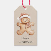 Happy Gingerbread Cookie met Santa Hat Cadeaulabel (Voorkant)