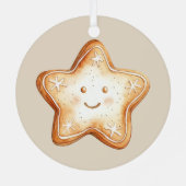 Happy Gingerbread Cookie met Santa Hat Metalen Ornament (Achterkant)