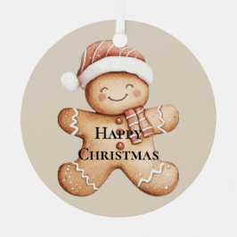 Happy Gingerbread Cookie met Santa Hat Metalen Ornament