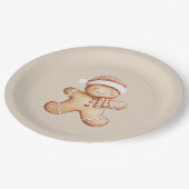 Happy Gingerbread Cookie met Santa Hat Papieren Bordje (Gekanteld)