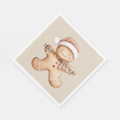 Happy Gingerbread Cookie met Santa Hat Servet (Hoek)