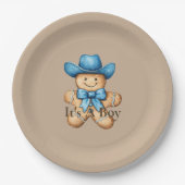 Happy Gingerbread Cowboy Baby shower Papieren Bordje (Voorkant)