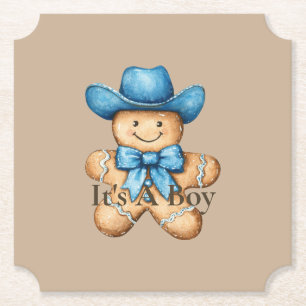 Happy Gingerbread Cowboy Het is een Boy Baby showe Kartonnen Onderzetters