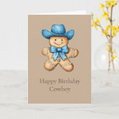 Happy Gingerbread Cowboy Verjaardag Kaart (Gele Bloem)