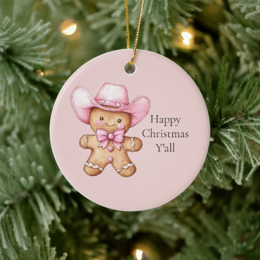 Happy Gingerbread Cowgirl Christmas Keramisch Ornament (Boom)