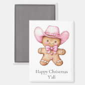 Happy Gingerbread Cowgirl Christmas Magneet (Voorkant / Achterkant)