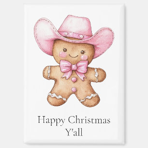 Happy Gingerbread Cowgirl Christmas Magneet
