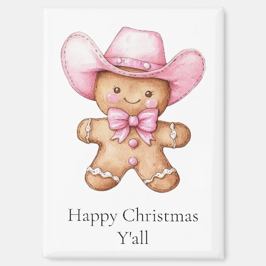 Happy Gingerbread Cowgirl Christmas Magneet (Voorkant)