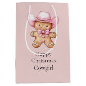 Happy Gingerbread Cowgirl Christmas Medium Cadeauzakje (Voorkant)