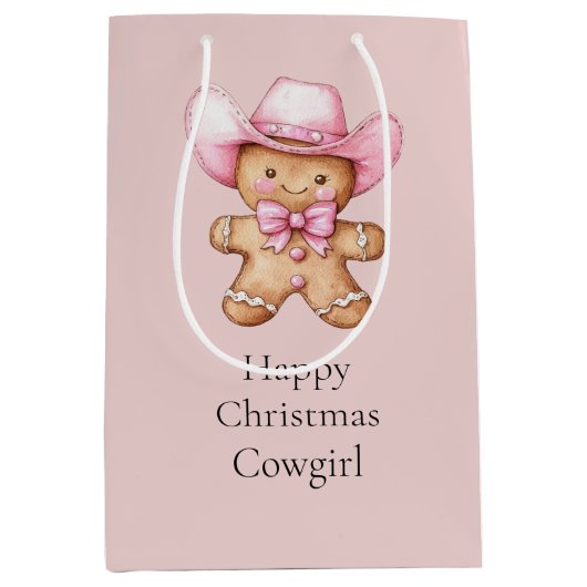 Happy Gingerbread Cowgirl Christmas Medium Cadeauzakje (Voorkant)