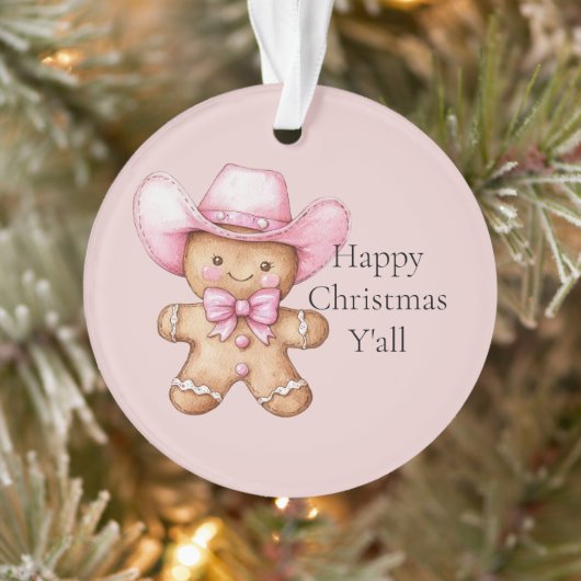 Happy Gingerbread Cowgirl Christmas Ornament (Boom)