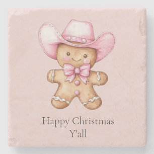 Happy Gingerbread Cowgirl Christmas Stenen Onderzetter