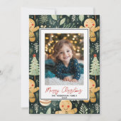 Happy Gingerbread Man aangepaste kerstfoto naam Feestdagenkaart (Voorkant)