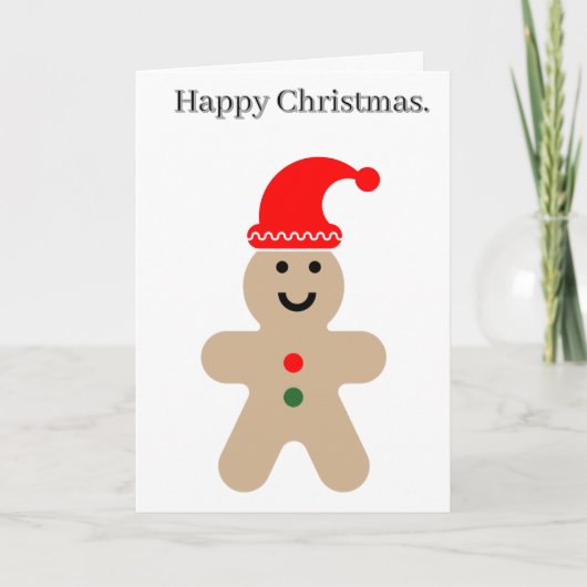 Happy Gingerbread Man Editable Christmas Kaart (Voorkant)