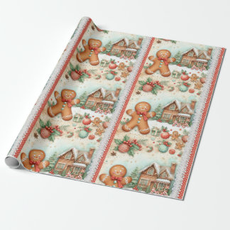 Happy Gingerbread Man Gingerbread House Cadeaupapier
