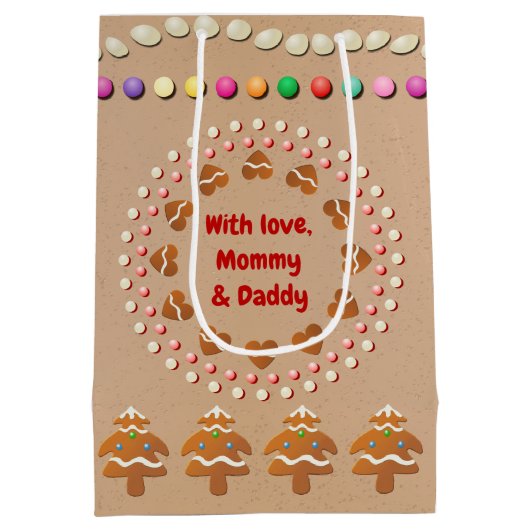 Happy Gingerbrood Boy met Santa Hat Medium Cadeauzakje (Achterkant)