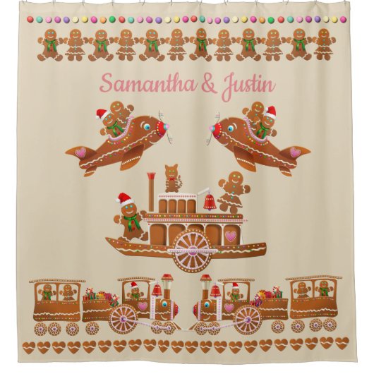 Happy Gingerbrood Cookies Douchegordijn (Voorkant)