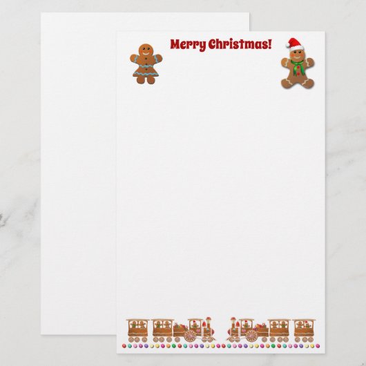 Happy Gingerbrood koekjes met een kersttrein Briefpapier (Voorkant / Achterkant)