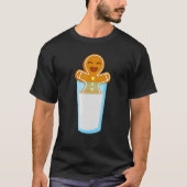 Happy Gingerbrood-man die een glas melk leuk vindt T-shirt (Voorkant)