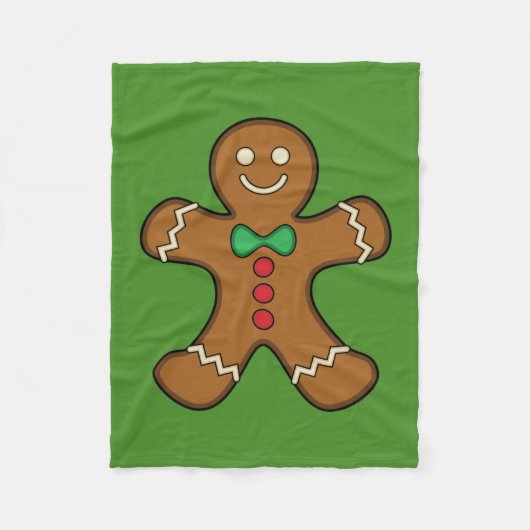 Happy Gingerbrood Man Fleece Deken (Voorkant)