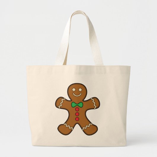 Happy Gingerbrood Man Grote Tote Bag (Voorkant)