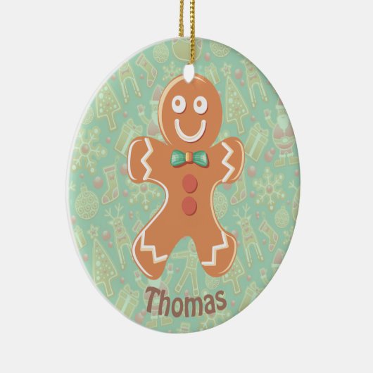 Happy Gingerbrood Man Merry Kerstry Keramisch Ornament (Rechts)