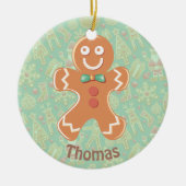 Happy Gingerbrood Man Merry Kerstry Keramisch Ornament (Voorkant)
