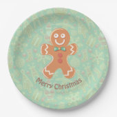 Happy Gingerbrood Man Merry Kerstry Papieren Bordje (Voorkant)