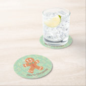 Happy Gingerbrood Man Merry Kerstry Ronde Kartonnen Onderzetter (Insitu)