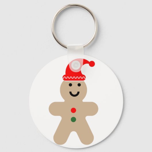 Happy Gingerbrood man met een Santa hat Sleutelhan Sleutelhanger (Voorkant)