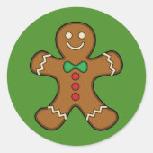 Happy Gingerbrood Man Ronde Sticker (Voorkant)